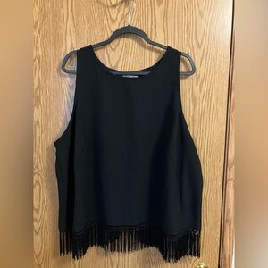 Jennifer Lopez Black Fringe Cross Over Tank Top 2X